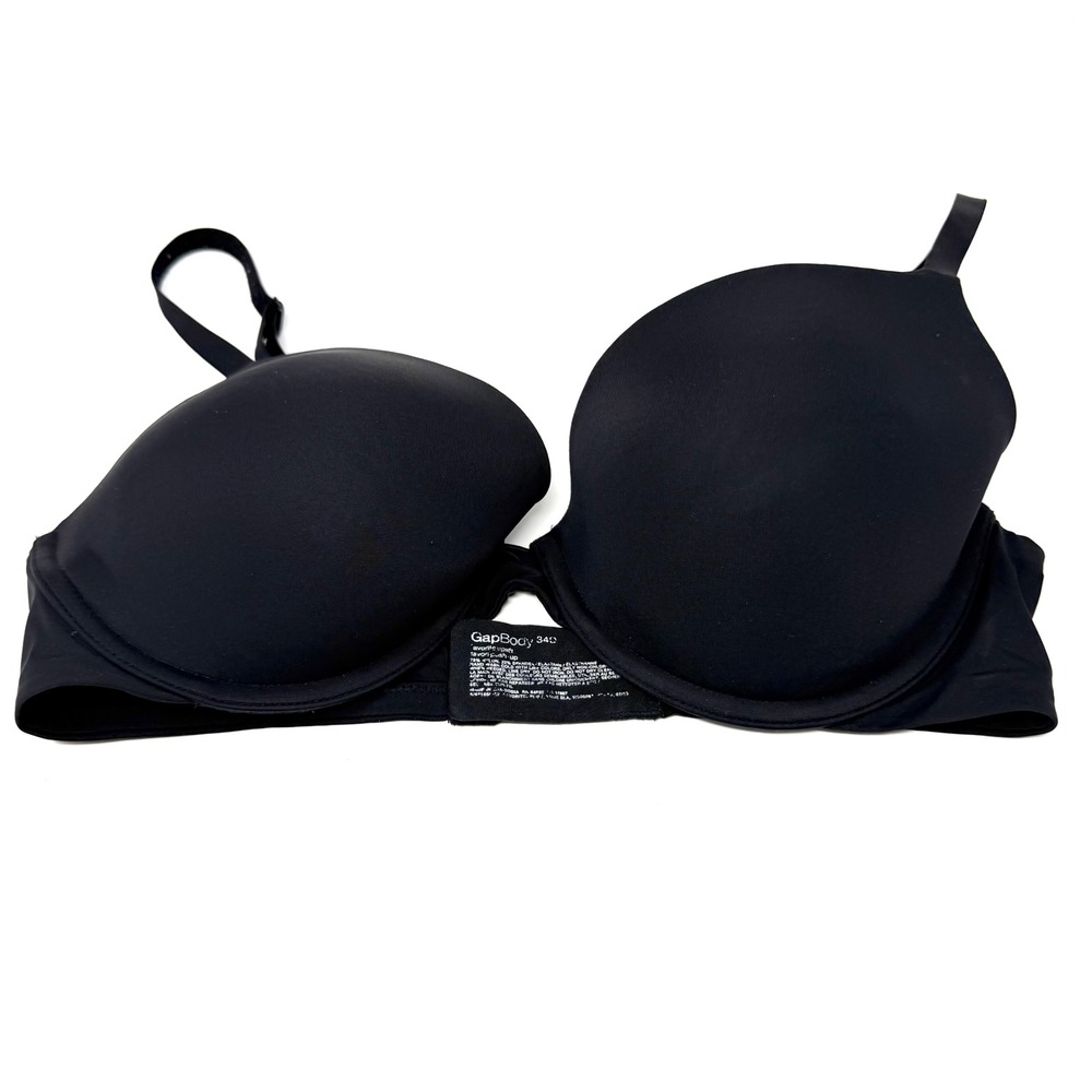 GapBody Black Favorite Uplift Push Up Bra 34D Underwire Padded Seamless